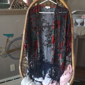 Fringe rose kimono
